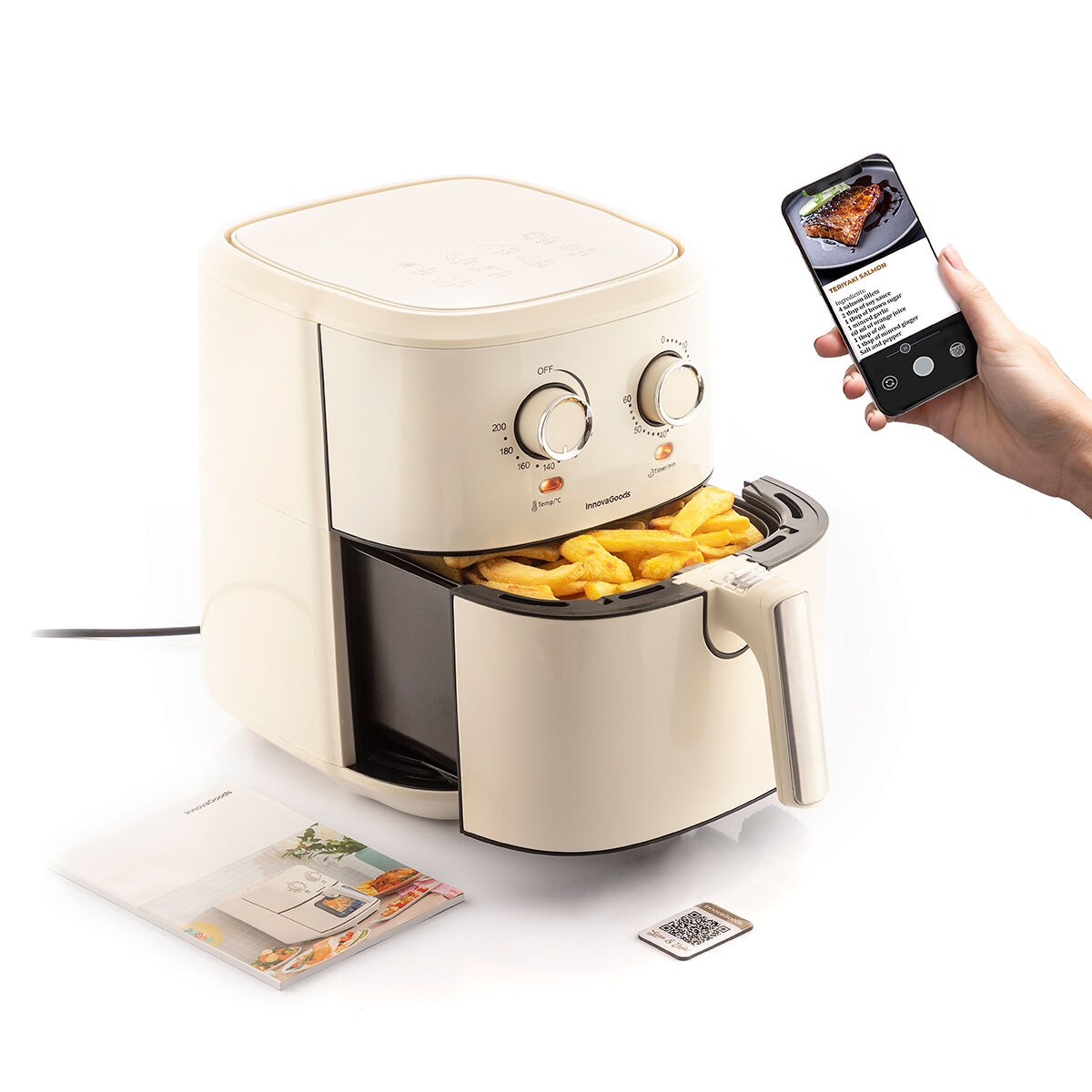Luftfritös InnovaGoods Vynner Pro 5500 Kräm 1700 W 5,5 L Rostfritt stål - 7