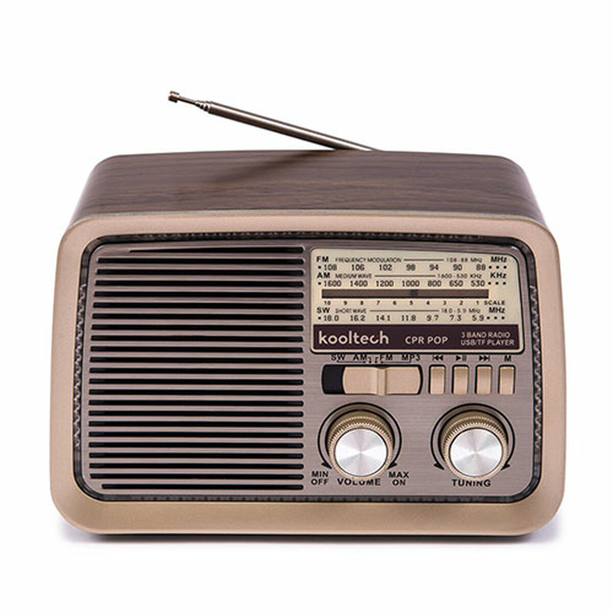 Bärbar Bluetoothradio Kooltech CPR POP Vintage Brun - 2