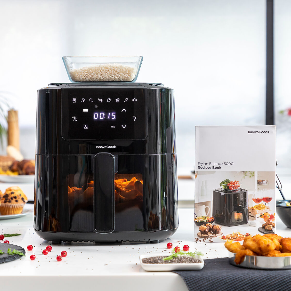 Luftfritös med våg InnovaGoods Fryinn Balance 5000 Svart 1500 W 5 L Rostfritt stål - 24