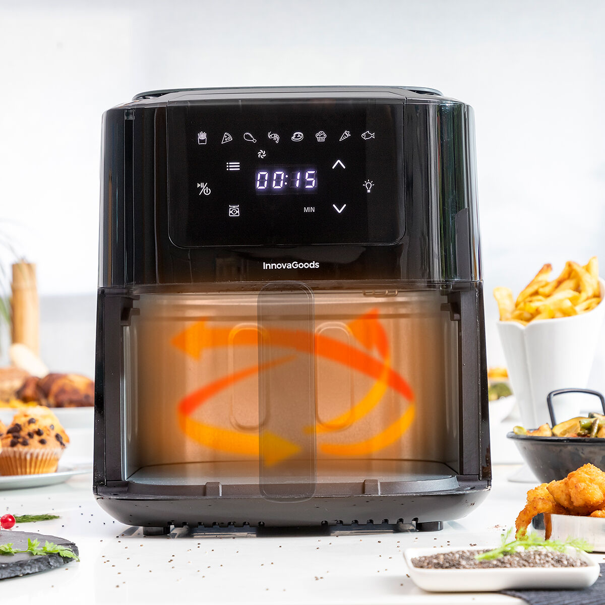 Luftfritös med våg InnovaGoods Fryinn Balance 5000 Svart 1500 W 5 L Rostfritt stål - 12