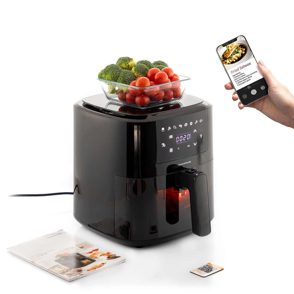 Luftfritös med våg InnovaGoods Fryinn Balance 5000 Svart 1500 W 5 L Rostfritt stål - 7