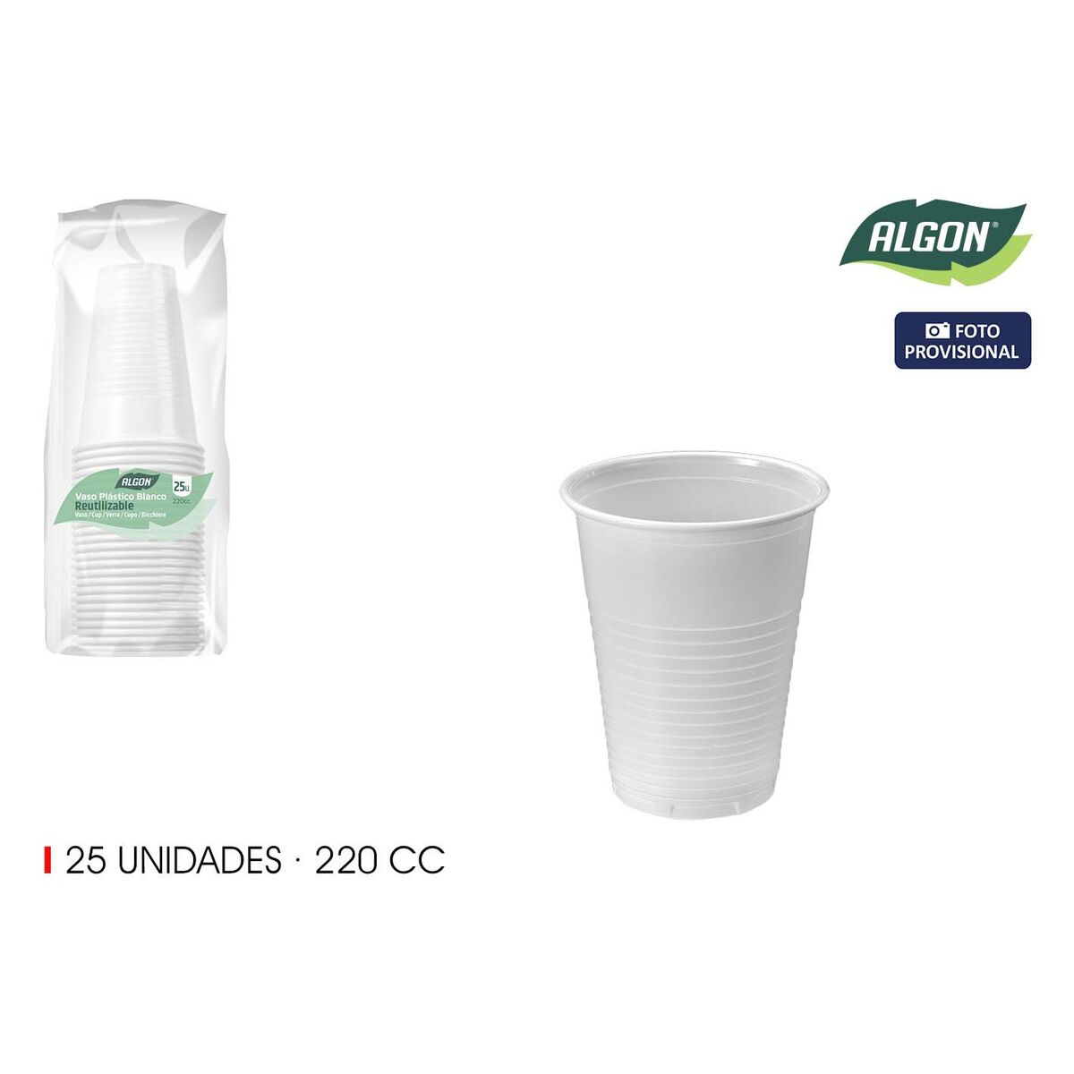 Glasset Algon Vit 220 ml 25 Delar (24 antal) - 2