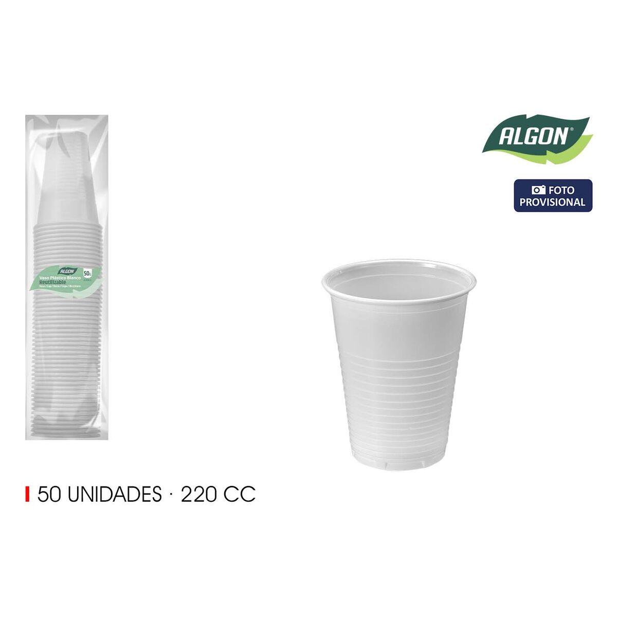 Glasset Algon Vit 220 ml 50 Delar (18 antal) - 2