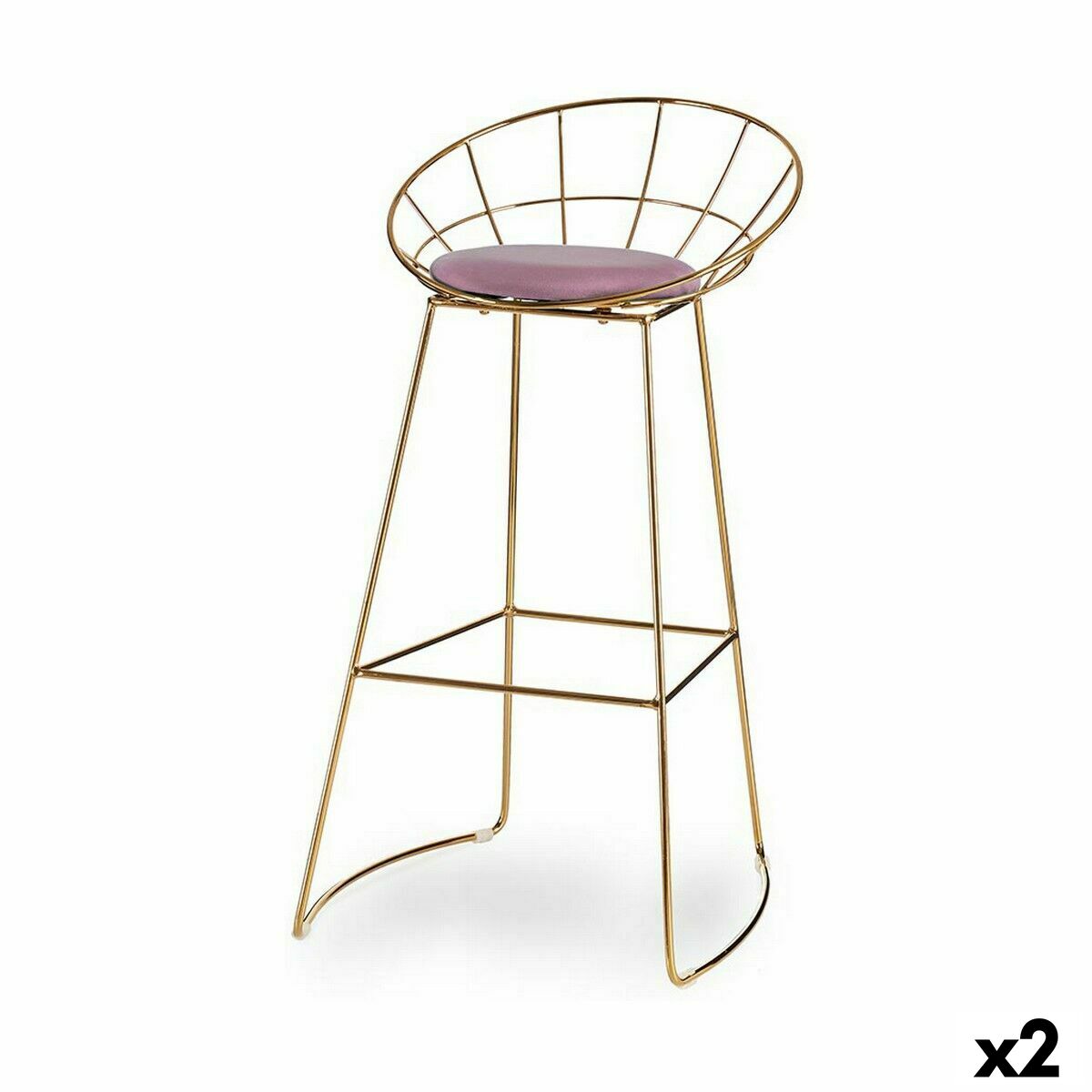 Sittpall Gift Decor Rosa Gyllene Polyester Järn 51 x 94 x 52 cm (2 antal)