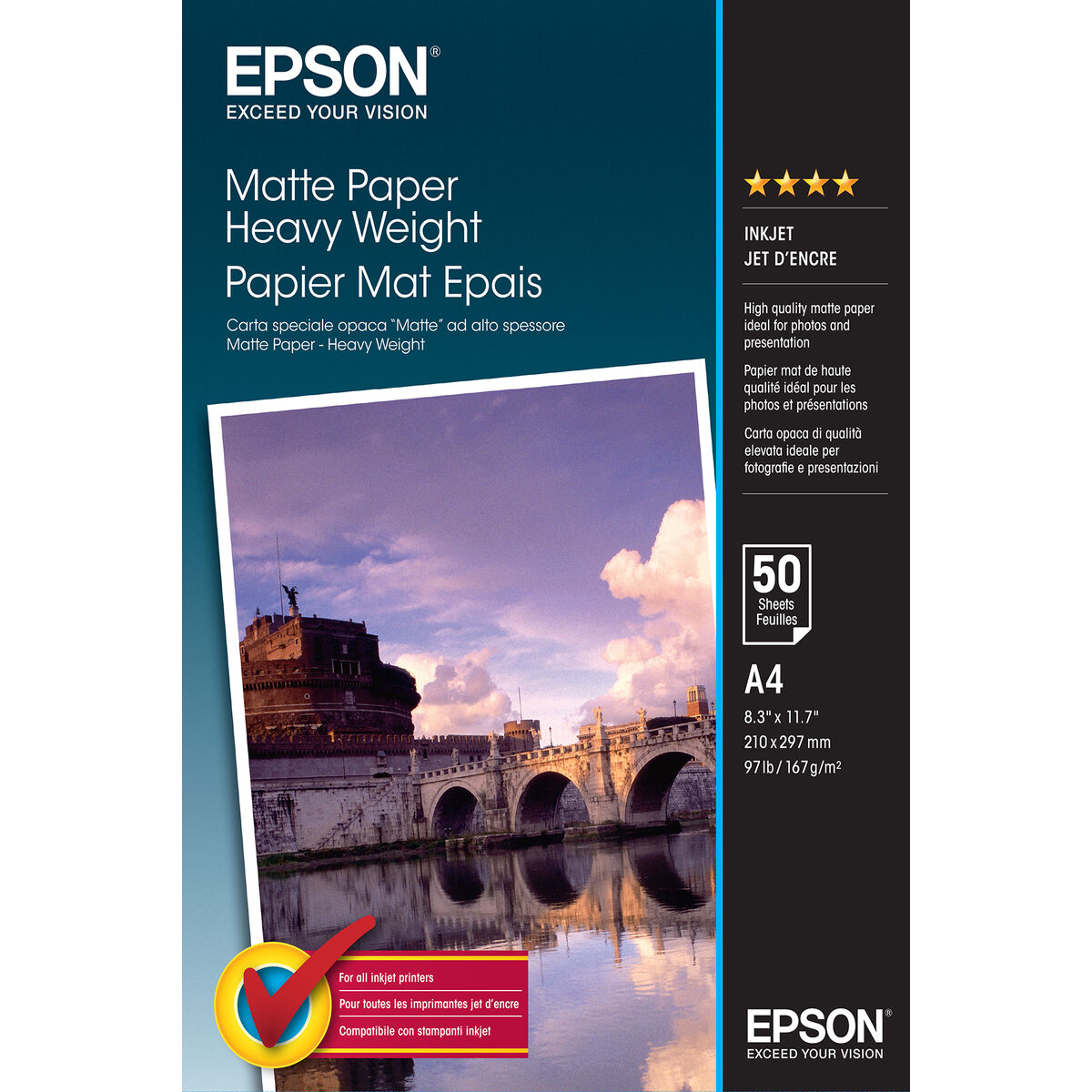 Matt fotografiskt papper Epson 2357105 A4 50 Blad (1 antal)