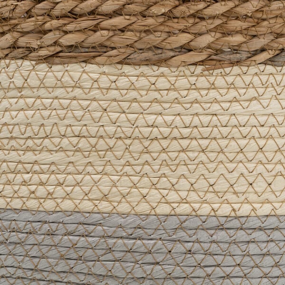 Korgset Naturell Grå Naturliga fibrer 48 x 48 x 42 cm (3 Delar) - 3