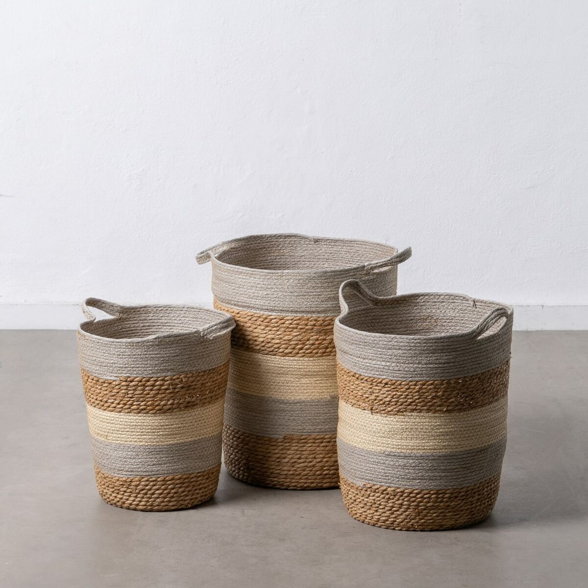 Korgset Naturell Grå Naturliga fibrer 48 x 48 x 42 cm (3 Delar) - 13