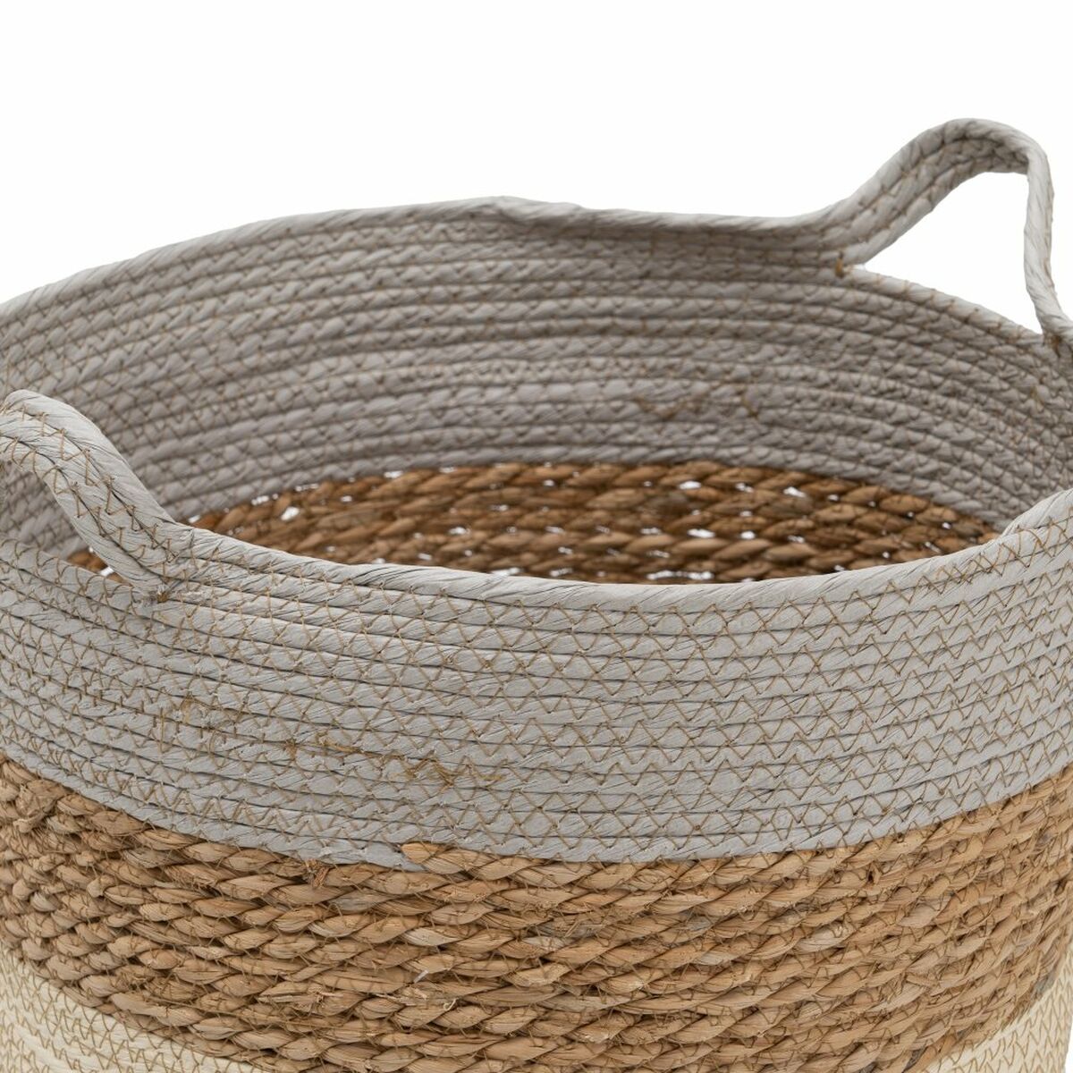 Korgset Naturell Grå Naturliga fibrer 48 x 48 x 42 cm (3 Delar) - 9
