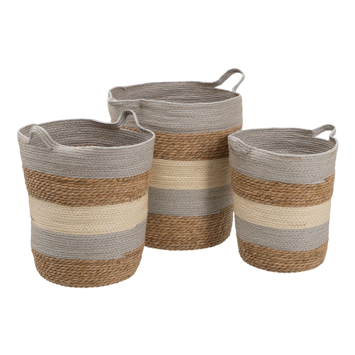 Korgset Naturell Grå Naturliga fibrer 48 x 48 x 42 cm (3 Delar)