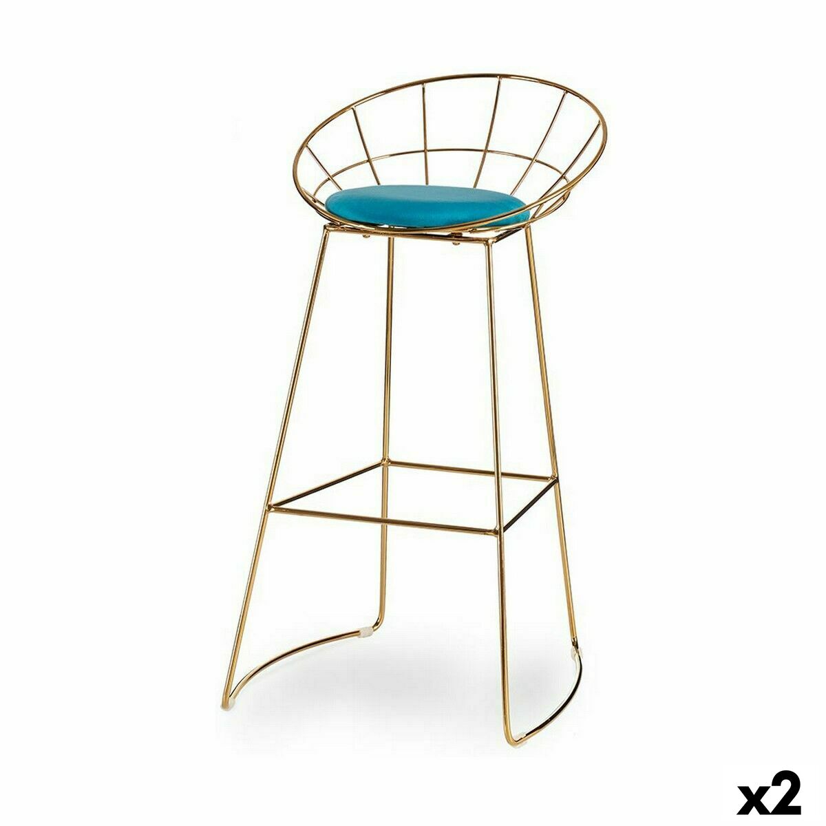 Sittpall Gift Decor Blå Gyllene Polyester Järn 51 x 94 x 52 cm (2 antal) - 3