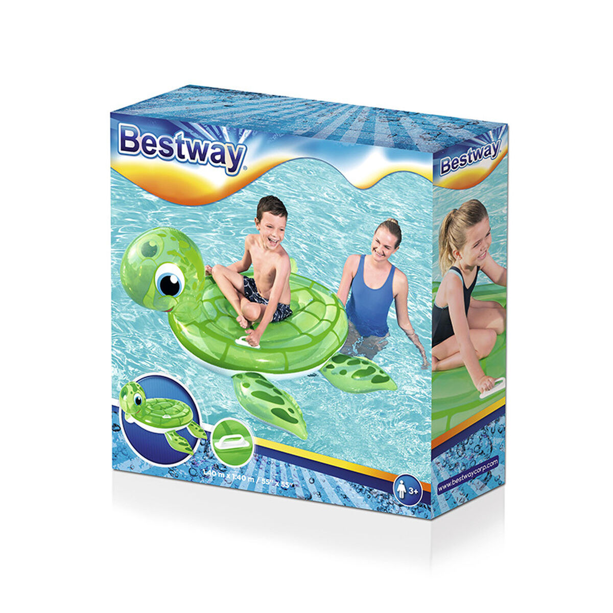 Bestway Uppblåsbar Sköldpadda Figur med Handtag 140x140 cm, 3+ år, Strand och Pool 41041 - 3