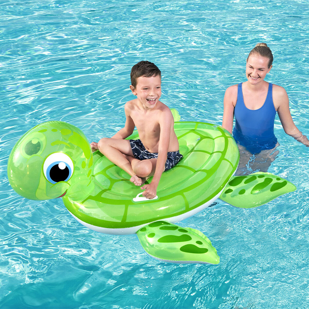 Bestway Uppblåsbar Sköldpadda Figur med Handtag 140x140 cm, 3+ år, Strand och Pool 41041 - 4