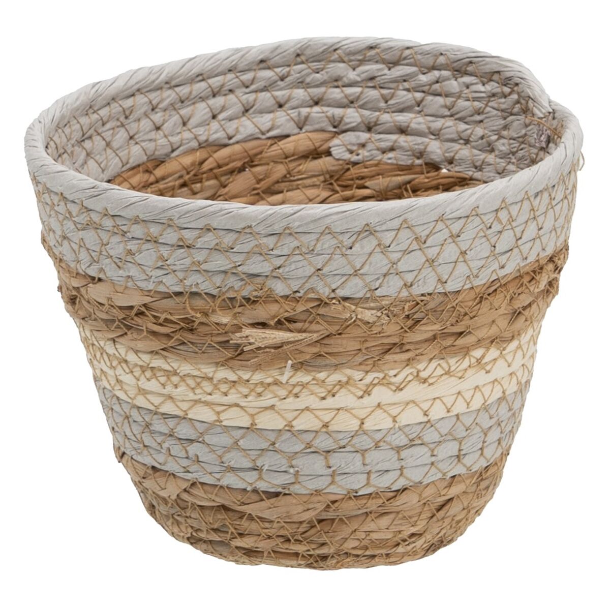 Korgset Naturell Grå 17 x 17 x 20 cm Naturliga fibrer (3 Delar) - 9