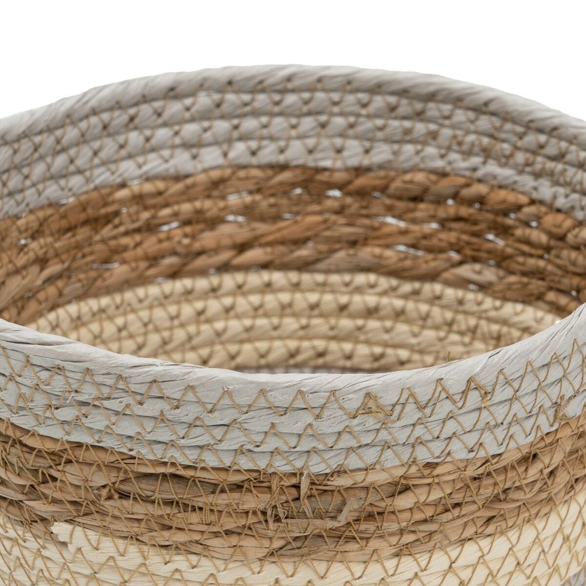 Korgset Naturell Grå 17 x 17 x 20 cm Naturliga fibrer (3 Delar) - 8