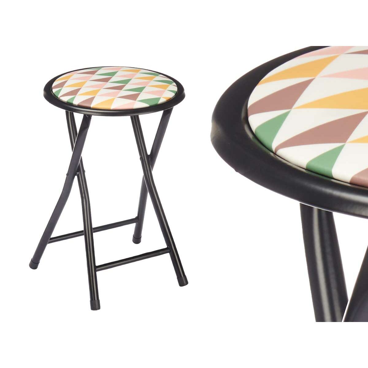 Fällbar pall Gift Decor Geometric Svart PVC Metall 30 x 30 x 45 cm 30 x 69 x 7 cm (10 antal) - 6
