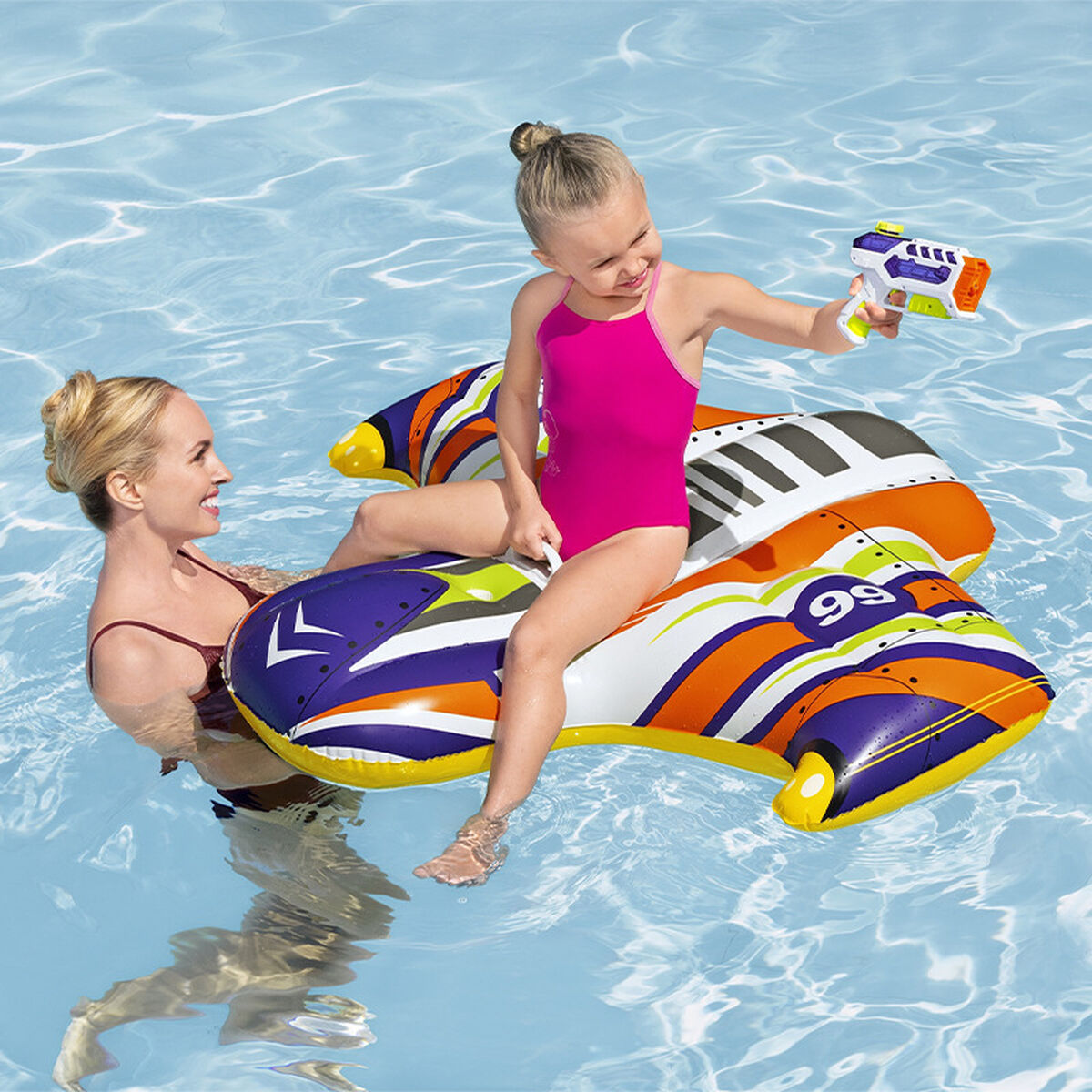 Bestway Uppblåsbar Rymdfarkost med Handtag och Vattenpistol 117x107 cm +3 År Strand och Pool 41503 - 3