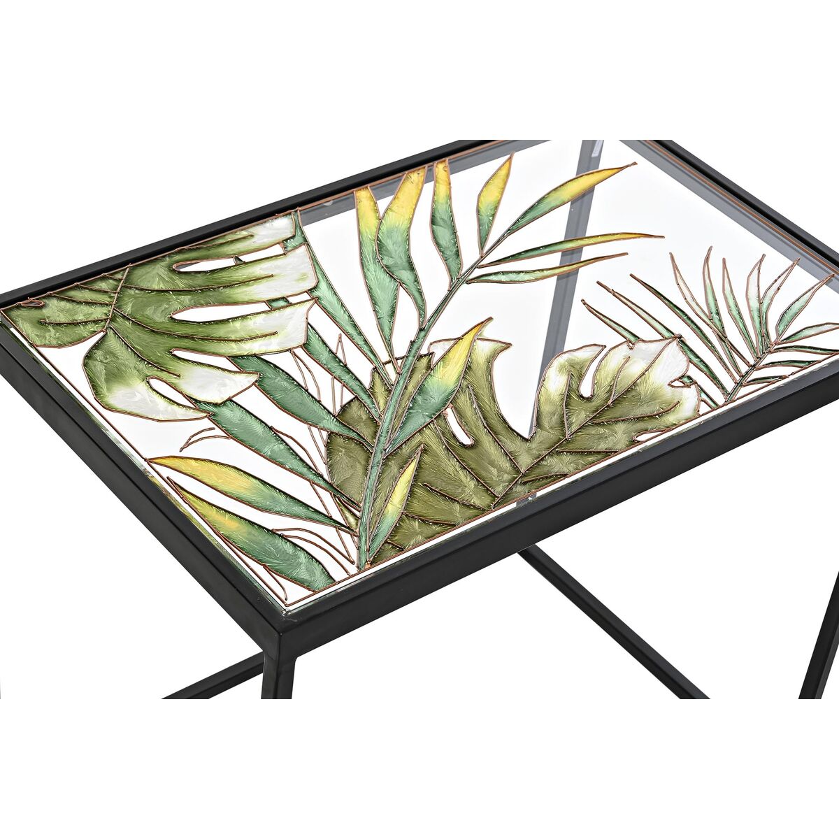 3-bordsset DKD Home Decor Svart Grön Gyllene 60 x 40 x 50 cm - 2