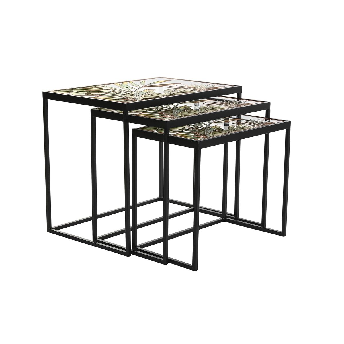 3-bordsset DKD Home Decor Svart Grön Gyllene 60 x 40 x 50 cm - 8