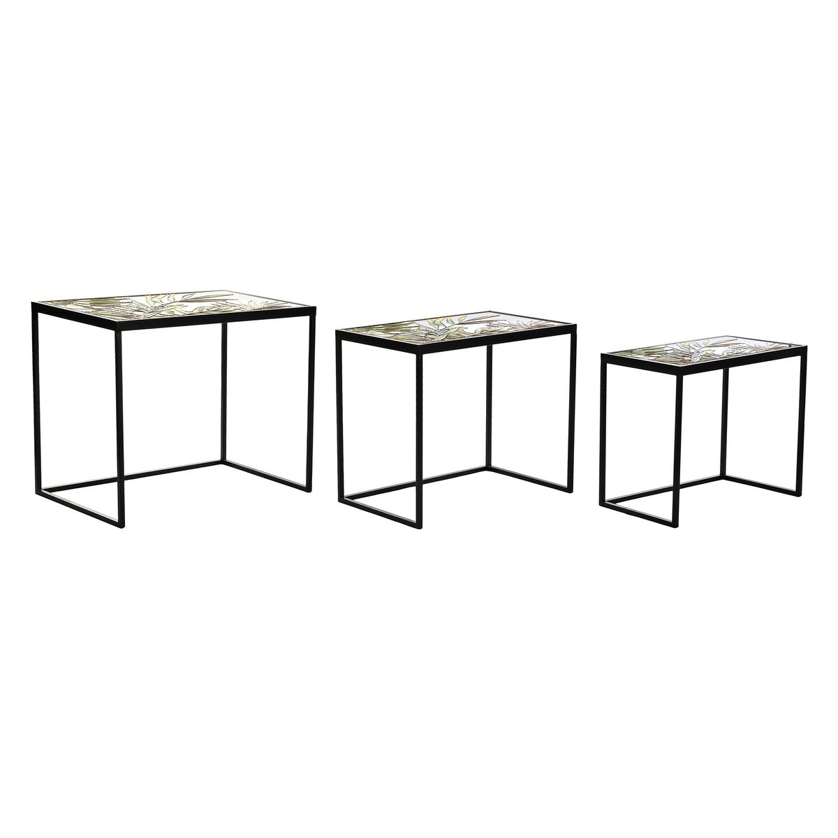 3-bordsset DKD Home Decor Svart Grön Gyllene 60 x 40 x 50 cm - 5