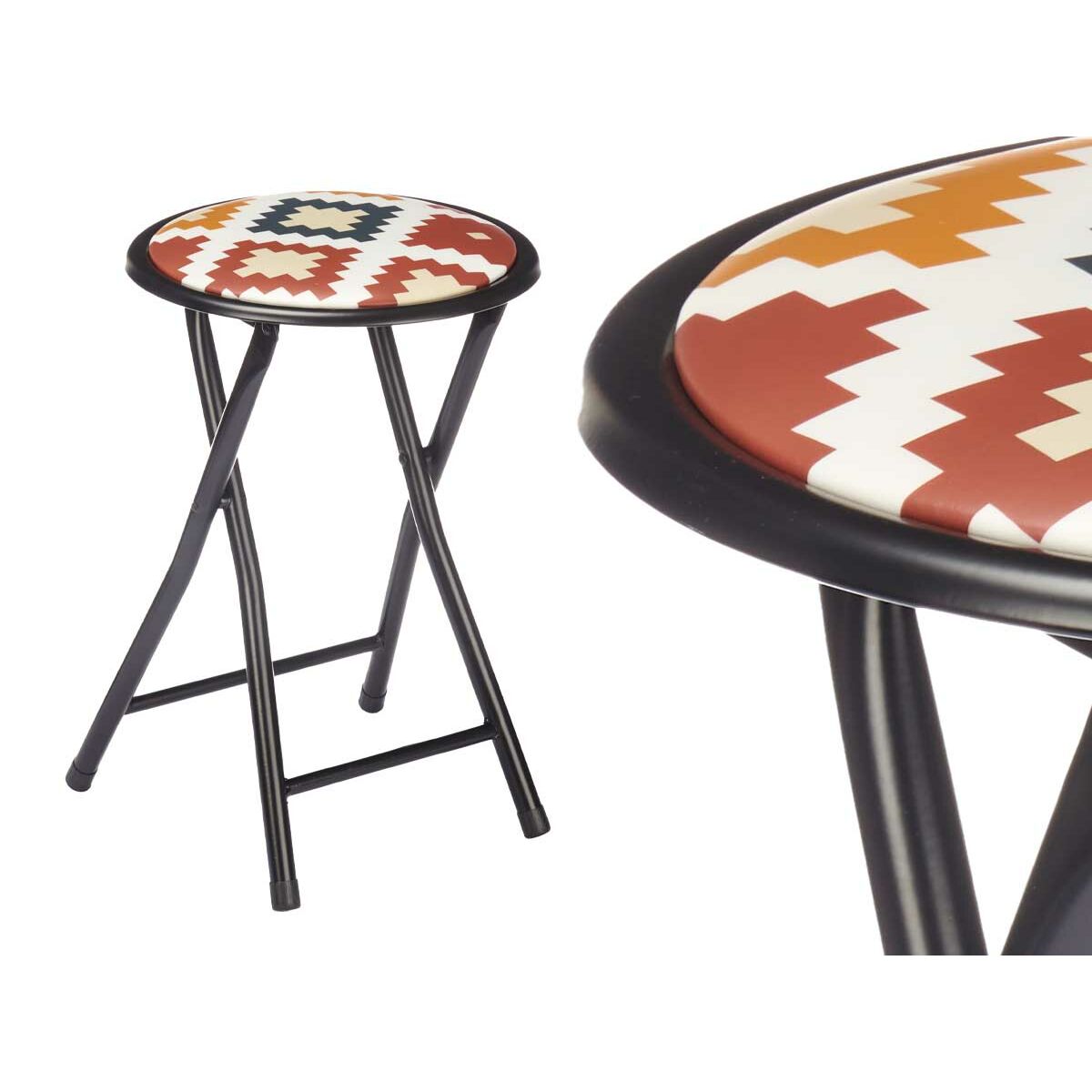 Fällbar pall Boho Chic Svart PVC Metall 30 x 30 x 45 cm (10 antal) - 4