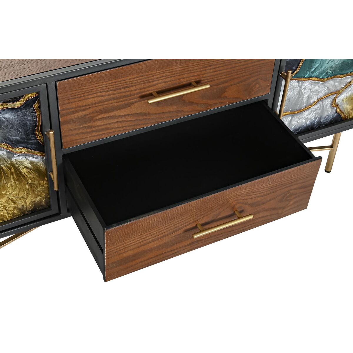 TV-möbler DKD Home Decor Gul Grön Gyllene Mörkbrun Metall Glas 140 x 35 x 55 cm - 8