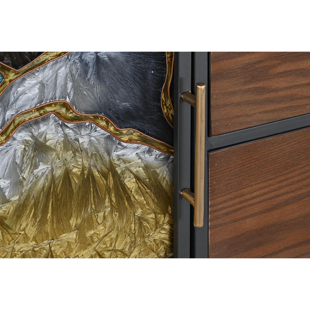 TV-möbler DKD Home Decor Gul Grön Gyllene Mörkbrun Metall Glas 140 x 35 x 55 cm - 6