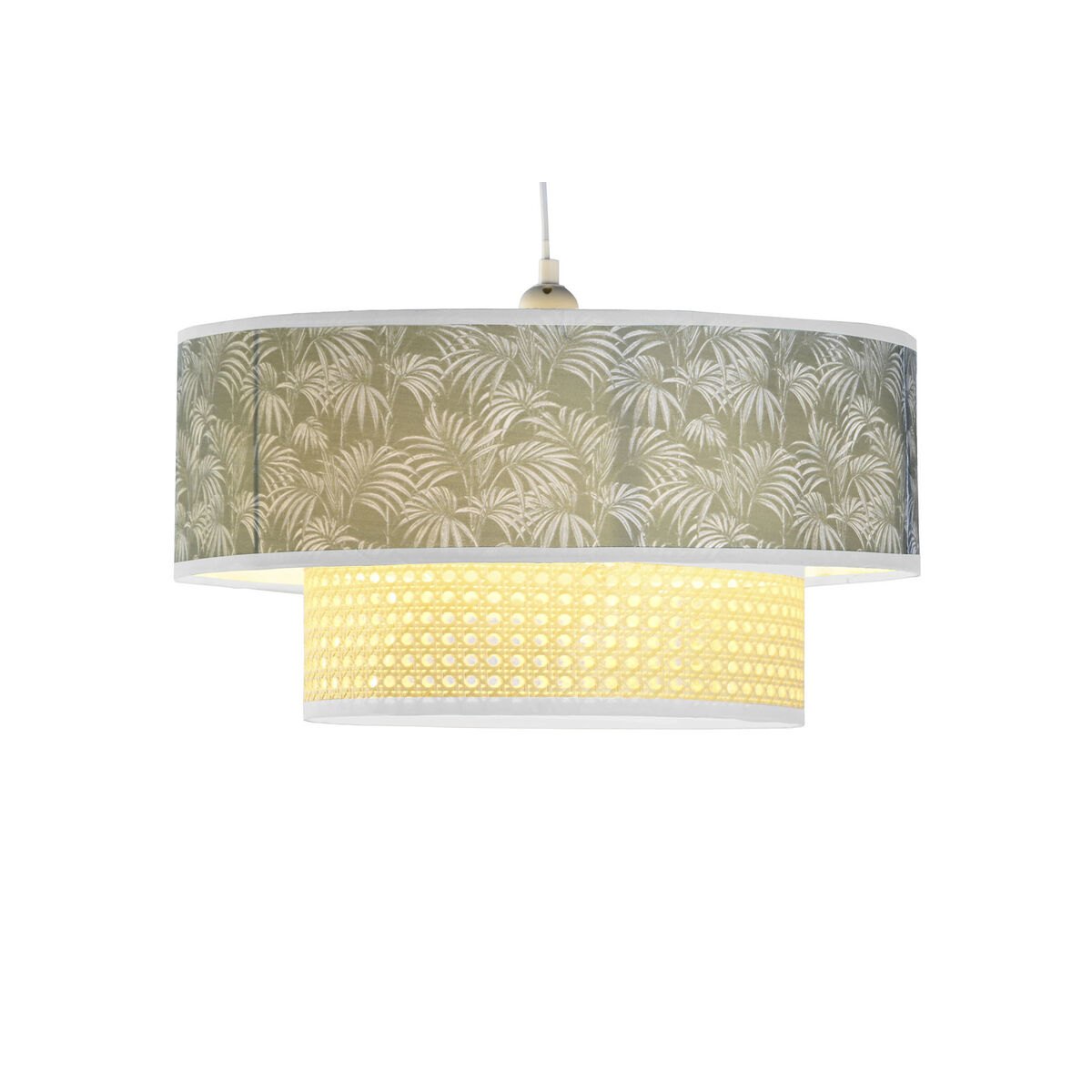 Taklampa DKD Home Decor Naturell Svart Polyester Vit Grön 40 W 50 W (46 x 46 x 25 cm) - 3
