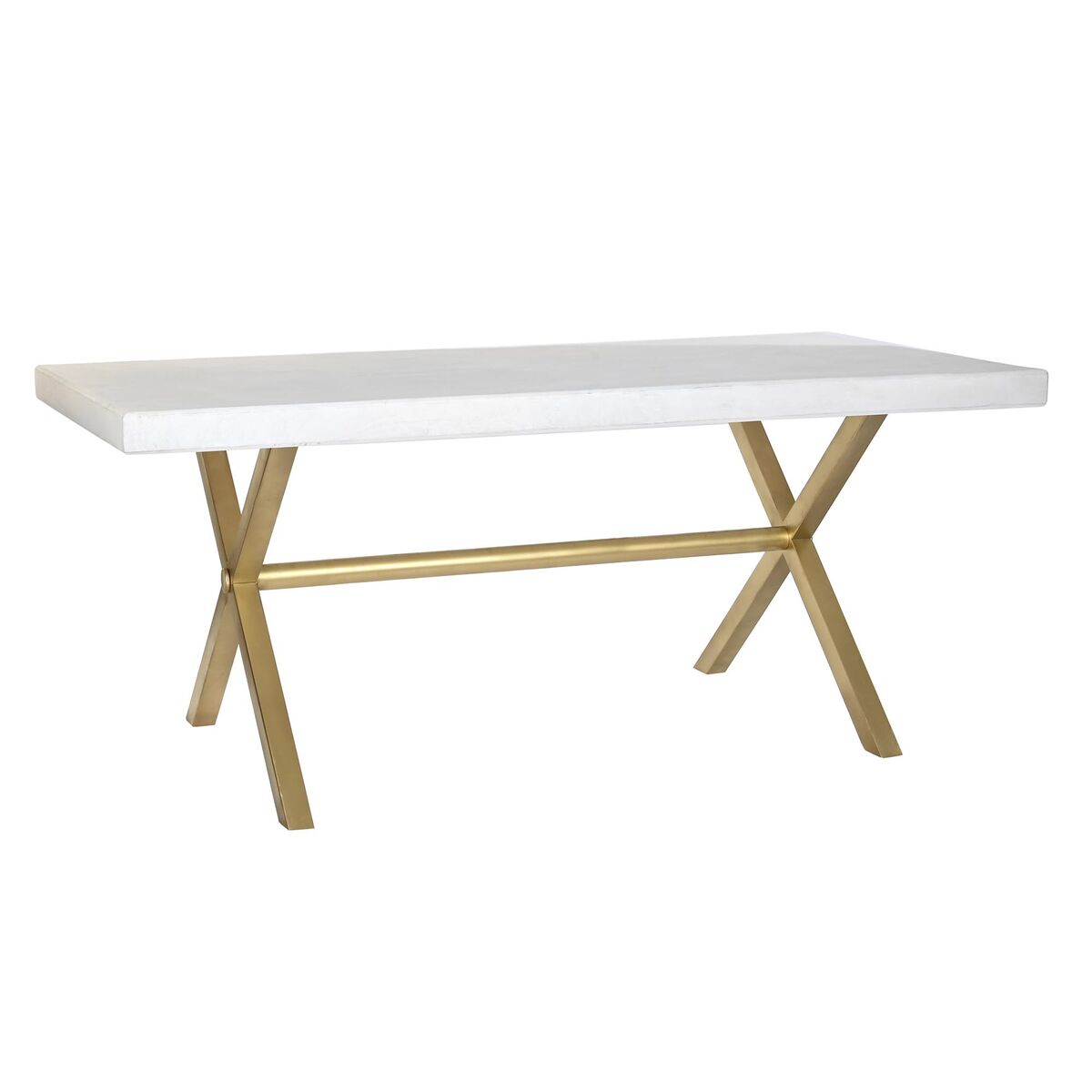 Matsalsbord DKD Home Decor Vit Gyllene Mässing Mangoträ 180 x 90 x 76 cm