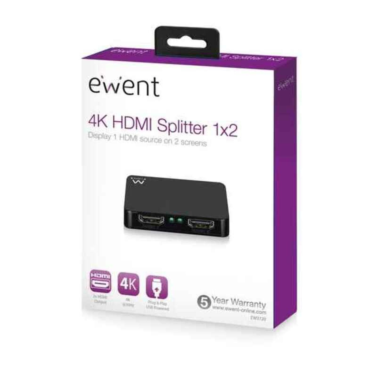 HDMI-Brytare Ewent EW3720 4K Svart - 3