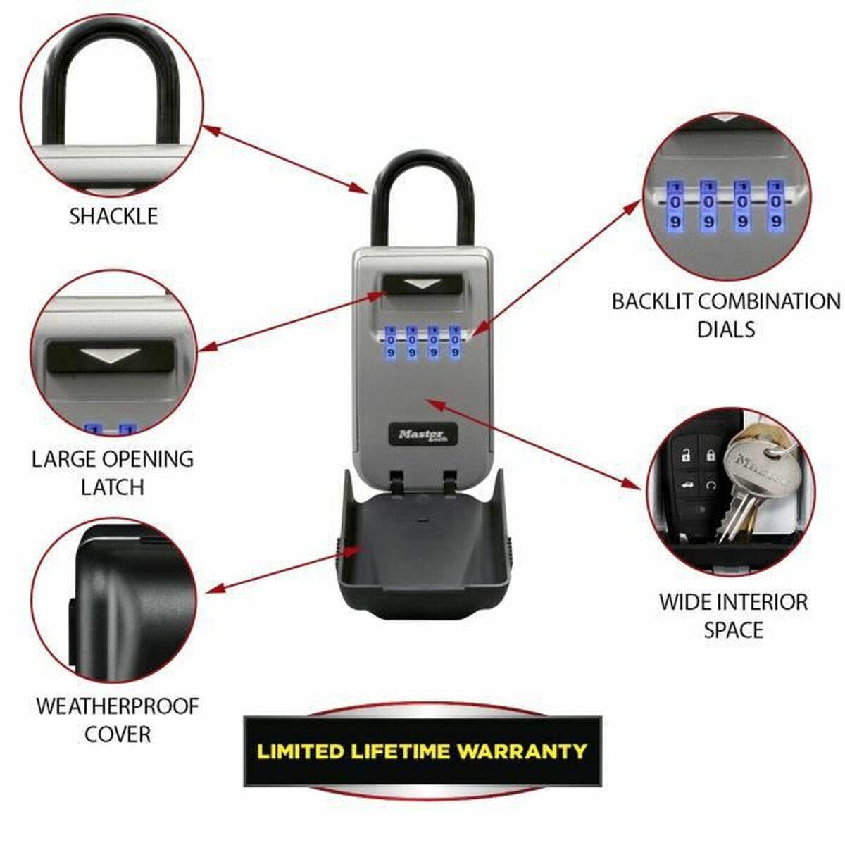 Kassaskåp Master Lock 5424EURD Nycklar Grå Metall 17,5 x 7,2 x 5,2 cm - 3