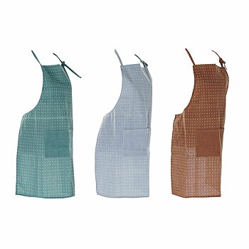 Förkläde med ficka DKD Home Decor Brun Turkos Polyester Bomull Grön Himmelsblå (70 x 0.5 x 80 cm) (3 pcs)