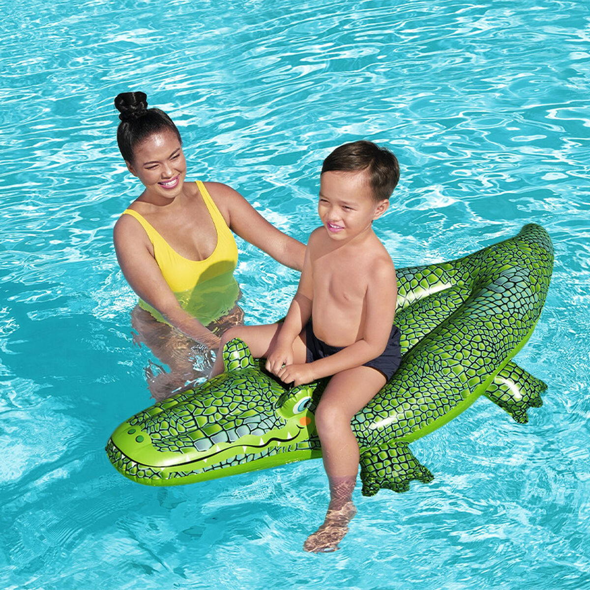 Bestway uppblåsbar krokodilfigur med handtag 152x71 cm +3 år strand och pool 41477 - 3