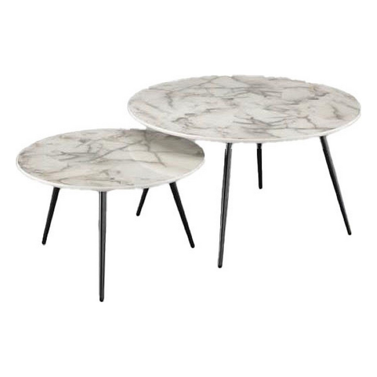 2-bordsset DKD Home Decor Vit Svart Gyllene 46 x 46 x 45 cm