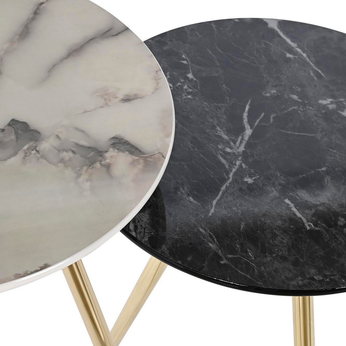 2-bordsset DKD Home Decor Vit Svart Gyllene 46 x 46 x 45 cm - 6