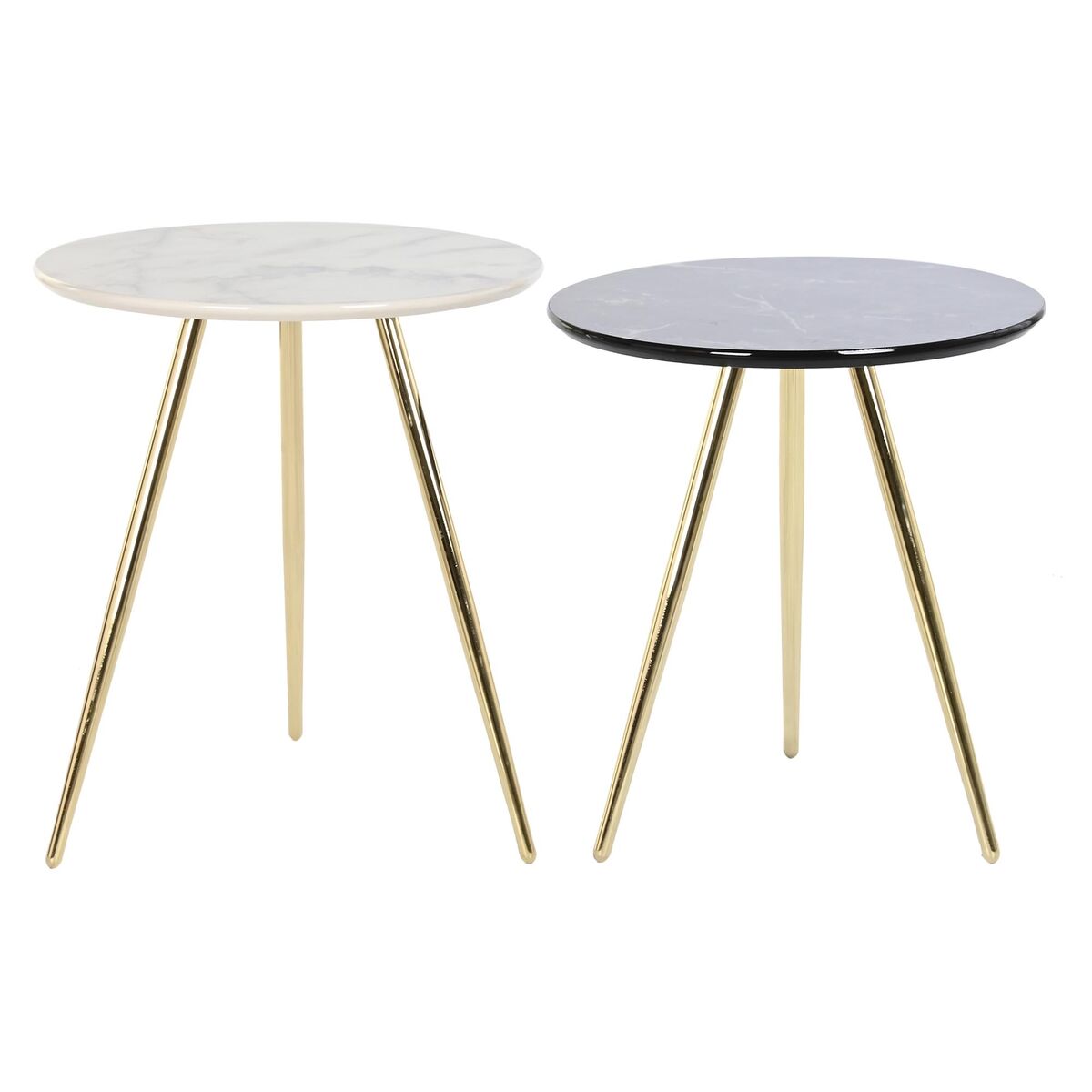 2-bordsset DKD Home Decor Vit Svart Gyllene 46 x 46 x 45 cm - 7