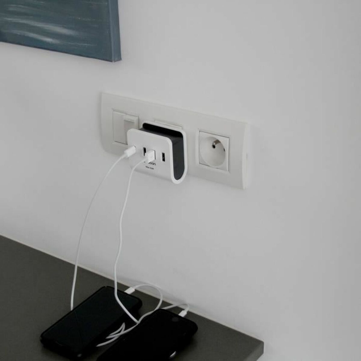 USB-laddare och vägg Chacon Vit - 4