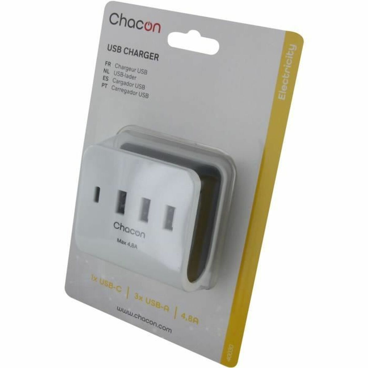 USB-laddare och vägg Chacon Vit - 3