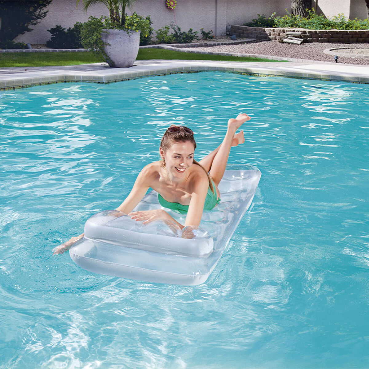 Bestway Luftmadrass Metalliska Glas med Kudde 188x71 cm Strand och Pool 43024 - 3