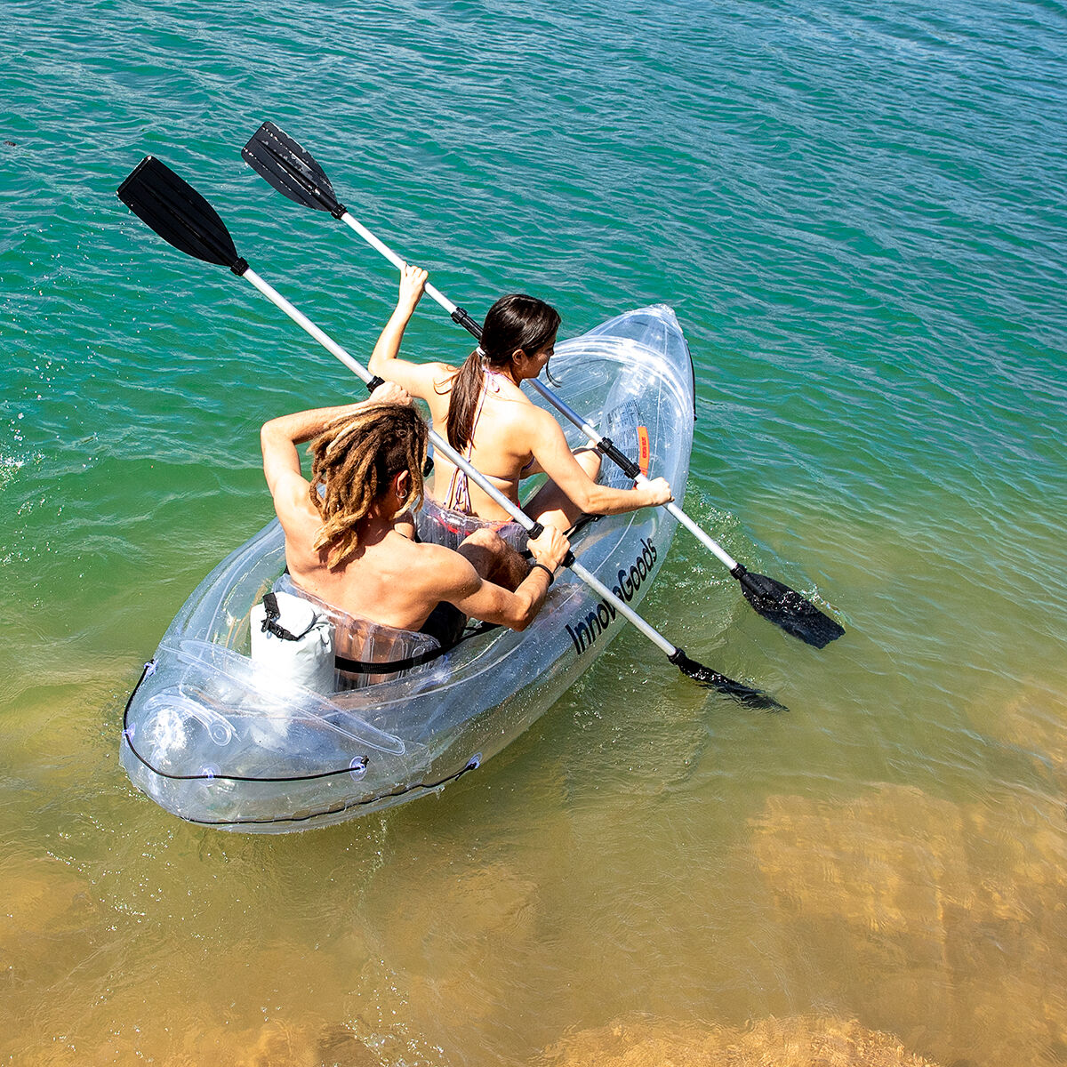 Uppblåsbar Transparent Kajak med tillbehör Paros InnovaGoods 312 cm 2 platser - 15
