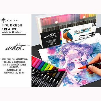 Tuschpennor Alex Bog Fine Brush Creative 48 Delar Multicolour