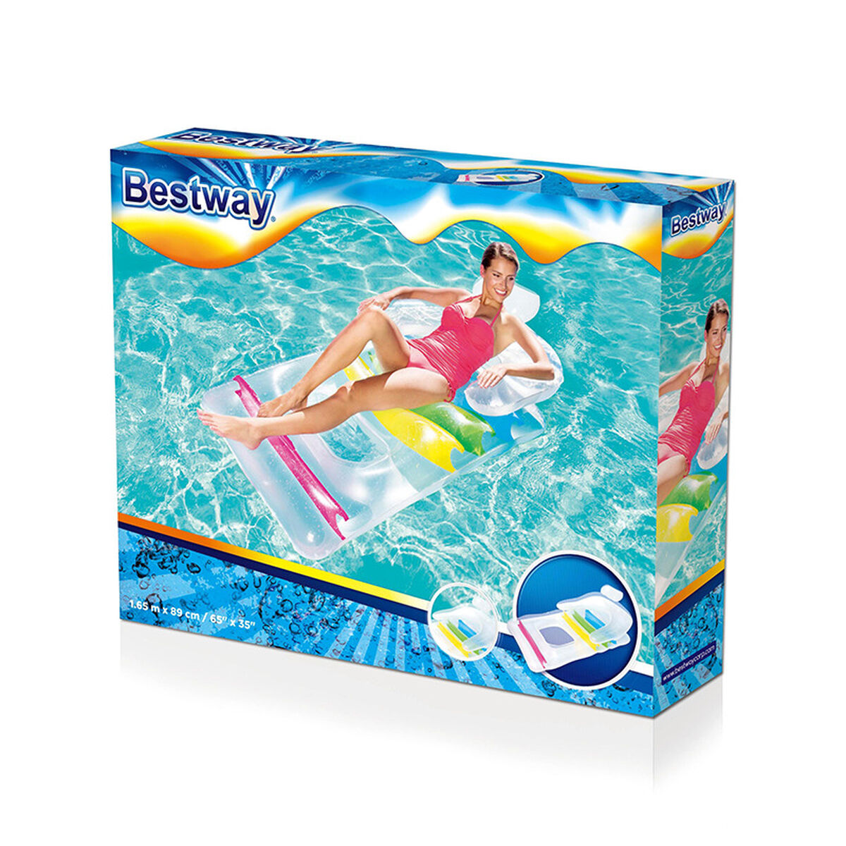 Bestway Uppblåsbar Stol med svalkande fotstöd 165x89cm för strand och pool 43011 - 3