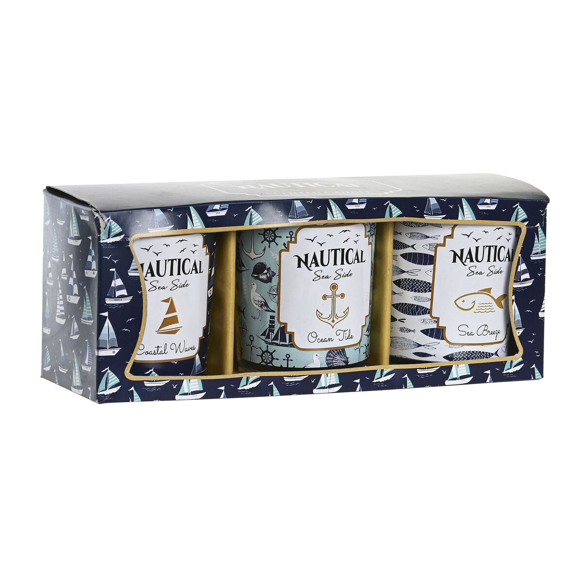 Ljus DKD Home Decor Blå Vax Glas 17 x 5 x 6 cm (3 antal)