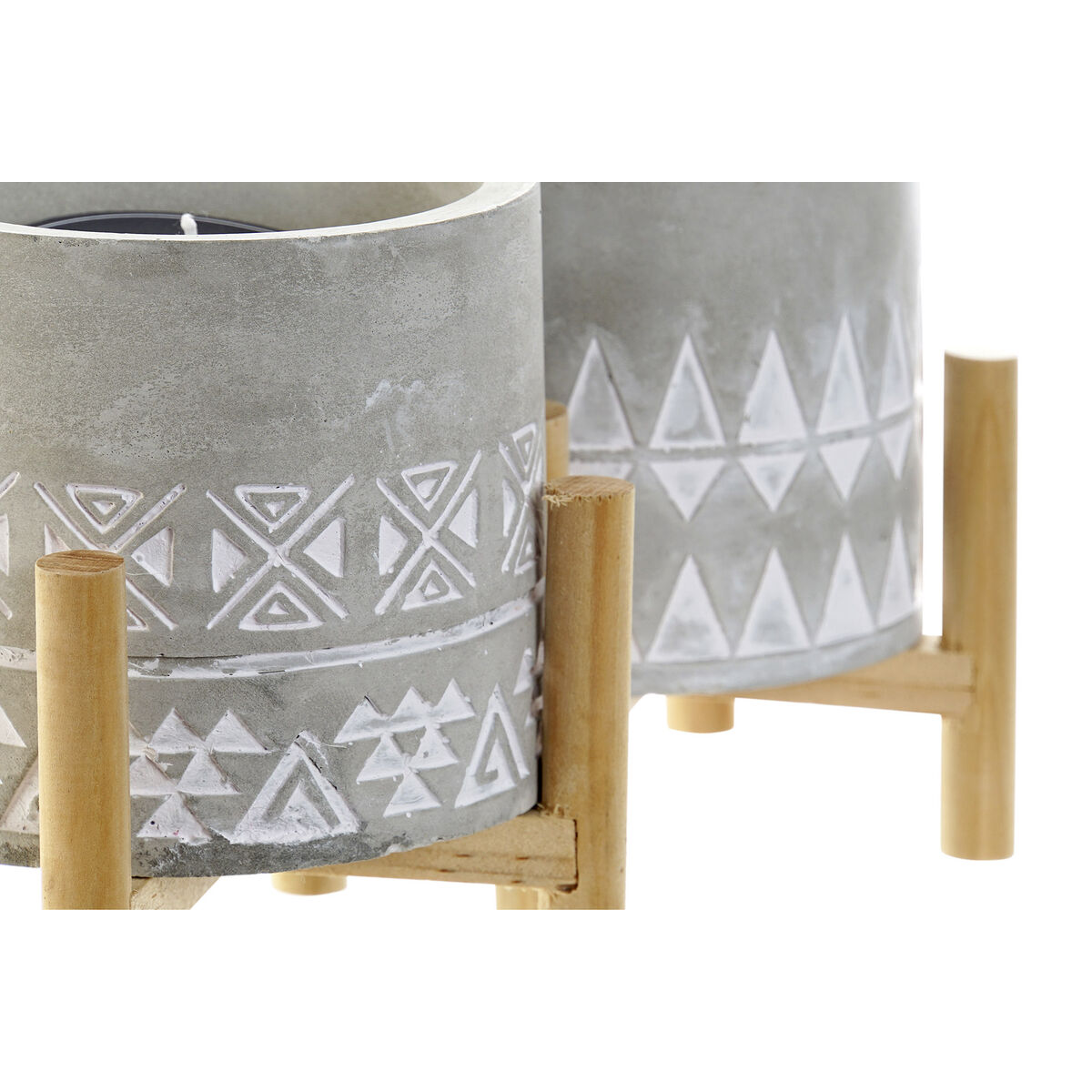 Ljus DKD Home Decor Grå Trä Brun Cement Aluminium Vax (10 x 10 x 12 cm) (2 antal) - 2
