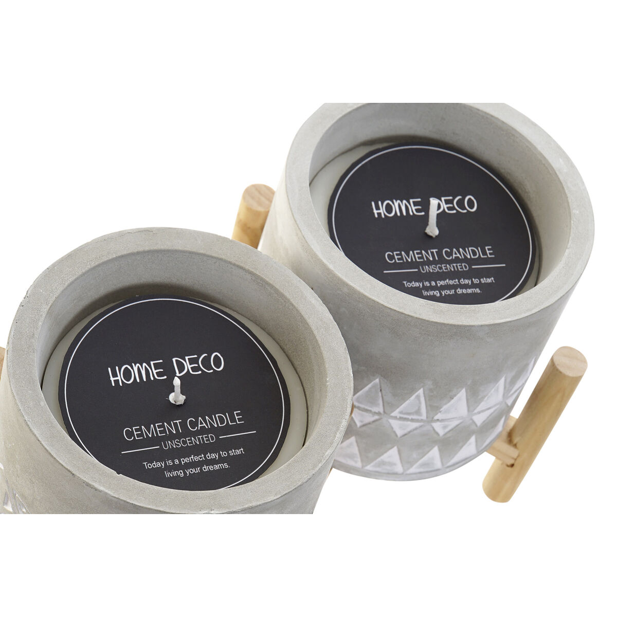Ljus DKD Home Decor Grå Trä Brun Cement Aluminium Vax (10 x 10 x 12 cm) (2 antal) - 3