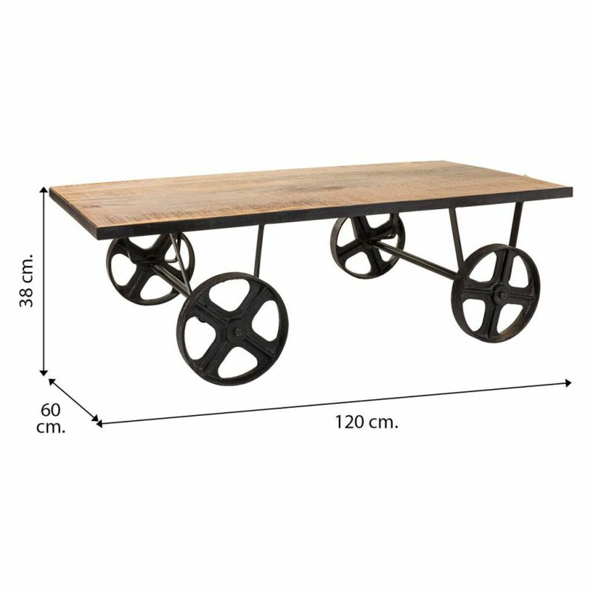 Soffbord Alexandra House Living Brun Svart Järn Mangoträ 60 x 38 x 120 cm - 5