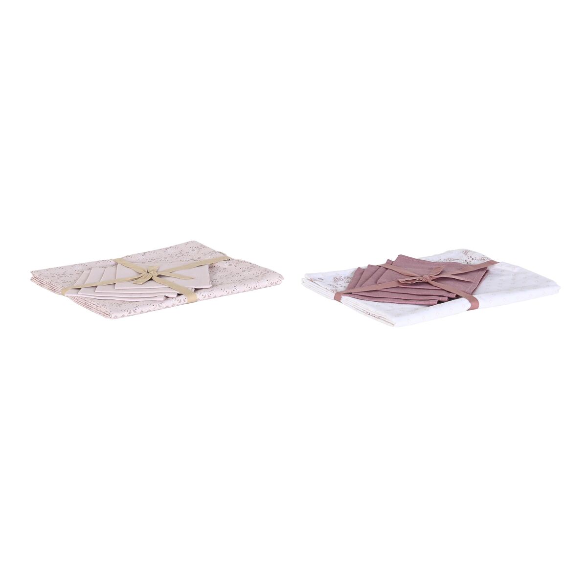 Dukar och servetter DKD Home Decor 150 x 150 x 0,5 cm Rosa Vit (2 antal) - 5