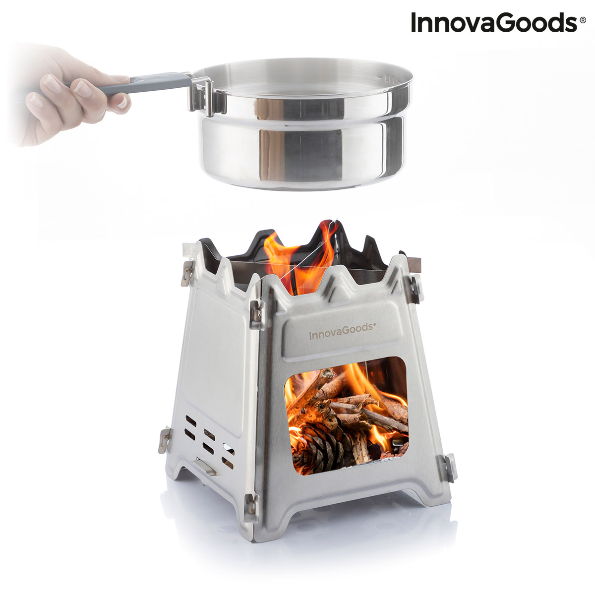Hopfällbar campingspis i stål Flamet InnovaGoods - 6