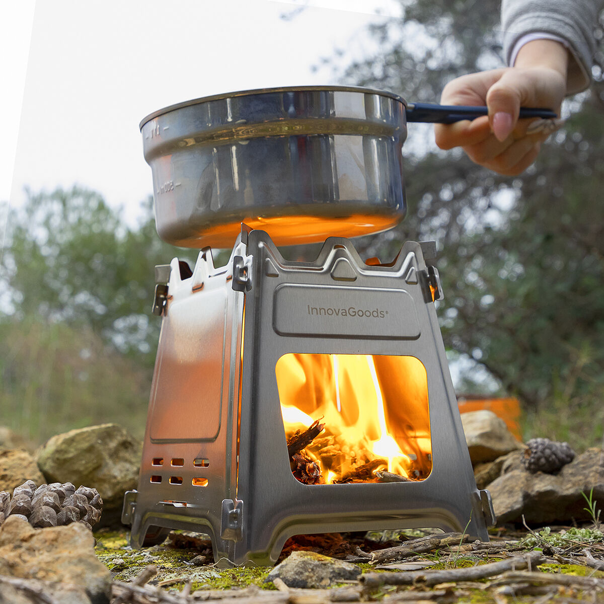 Hopfällbar campingspis i stål Flamet InnovaGoods - 24