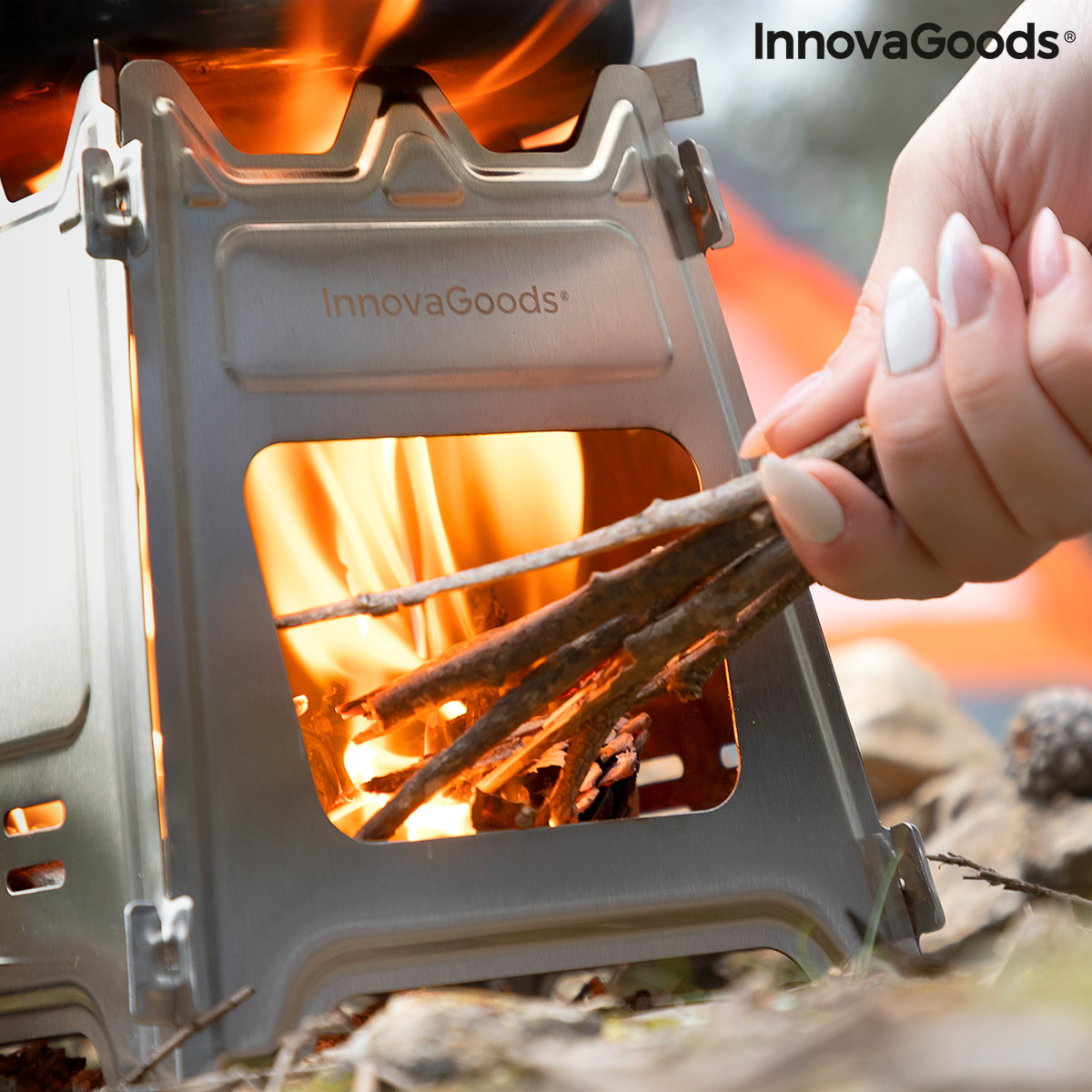 Hopfällbar campingspis i stål Flamet InnovaGoods - 8