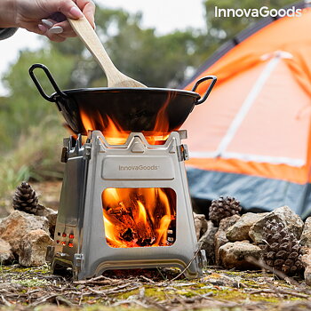 Hopfällbar campingspis i stål Flamet InnovaGoods